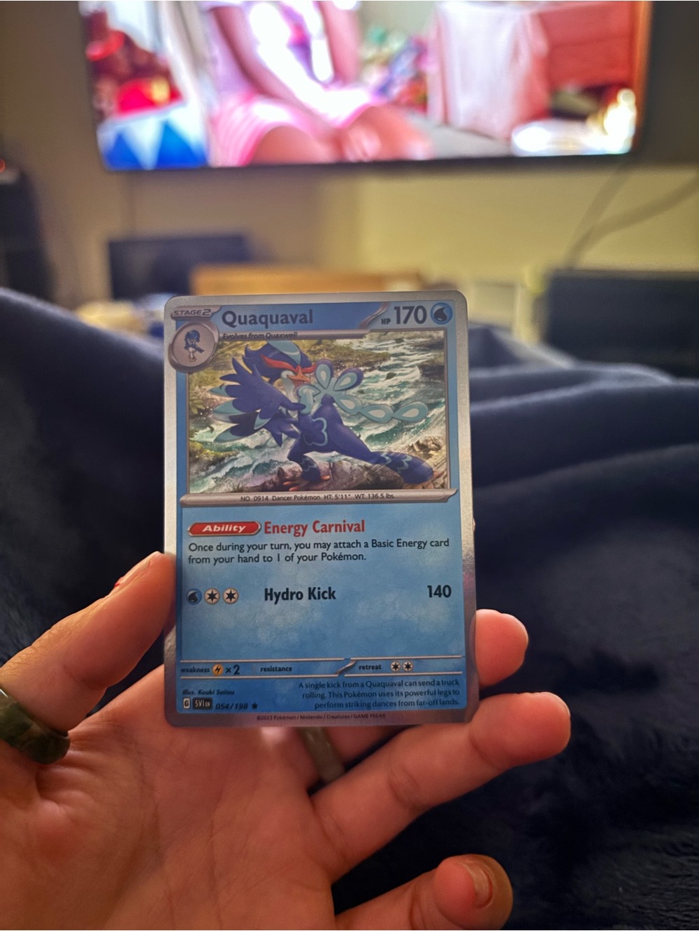 Pokemon Quaquaval Trading Card - Blue, White, Silver